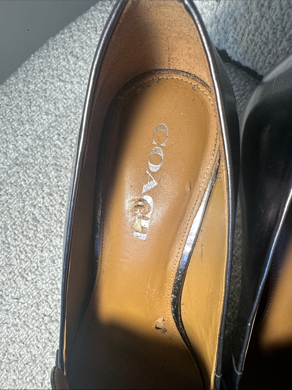 Coach silver Patent Leather Pointed Tassel Loafers heels (Women's) - Picture 4 of 10